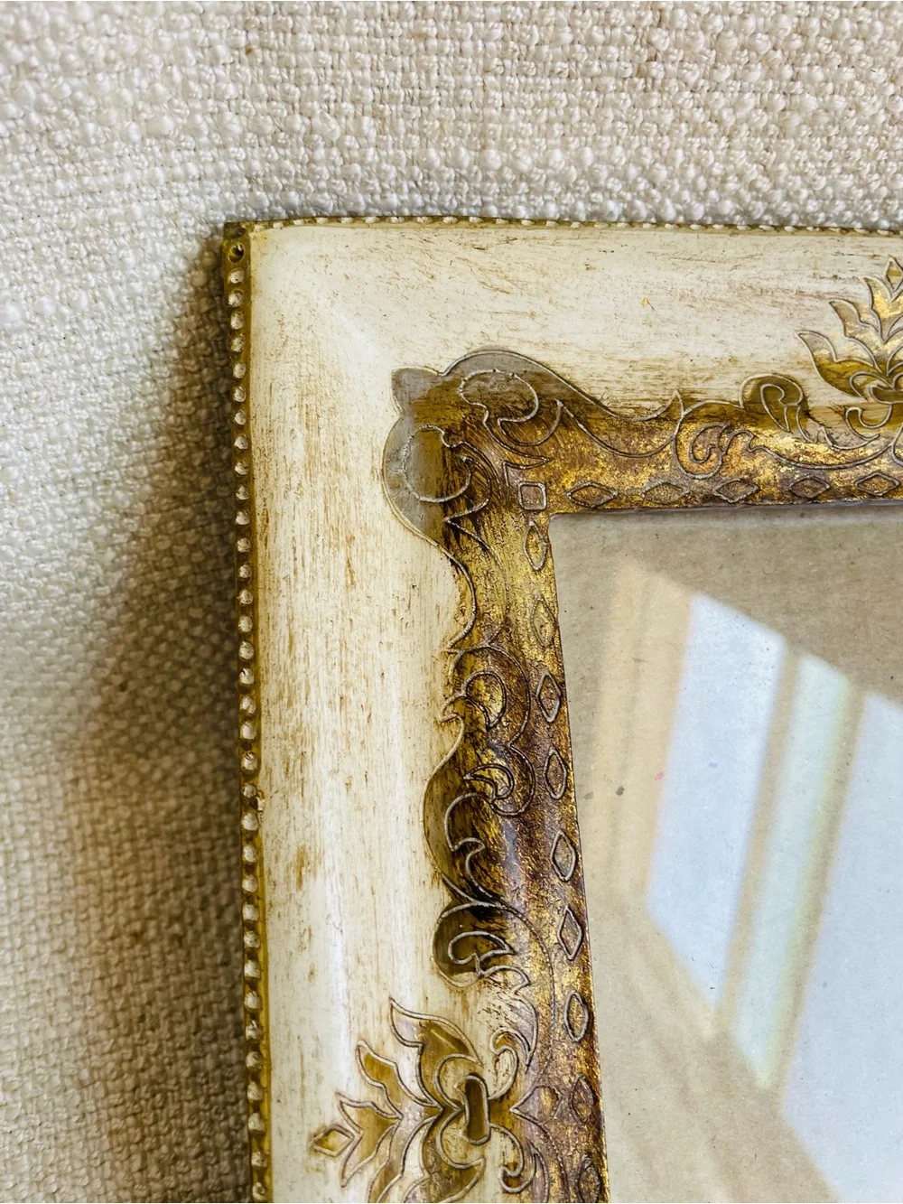 Decorative Gold and Cream Ornate Standalone Photo Frame Fits 5x7